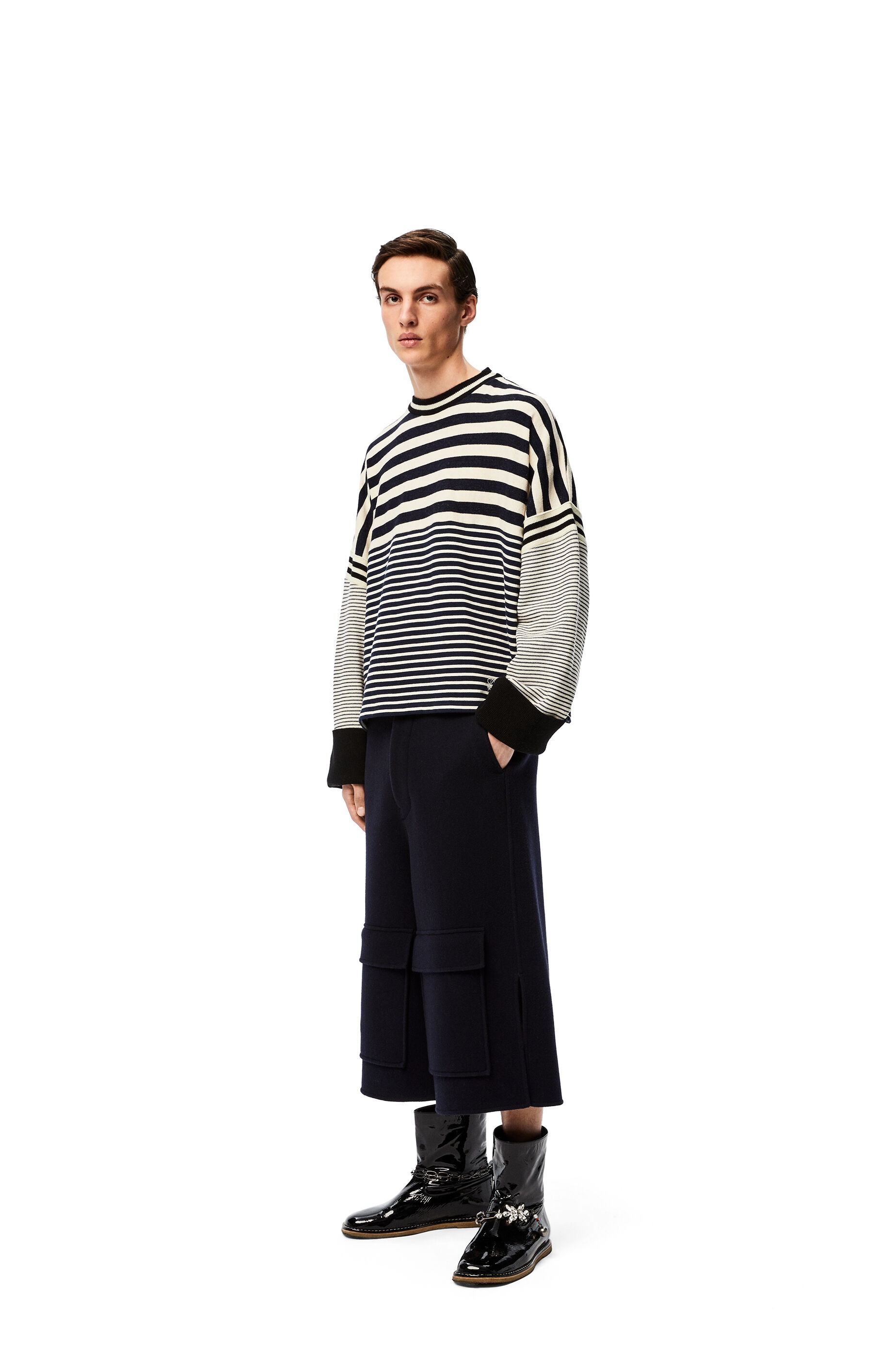 Oversize sweatshirt in striped cotton - 2