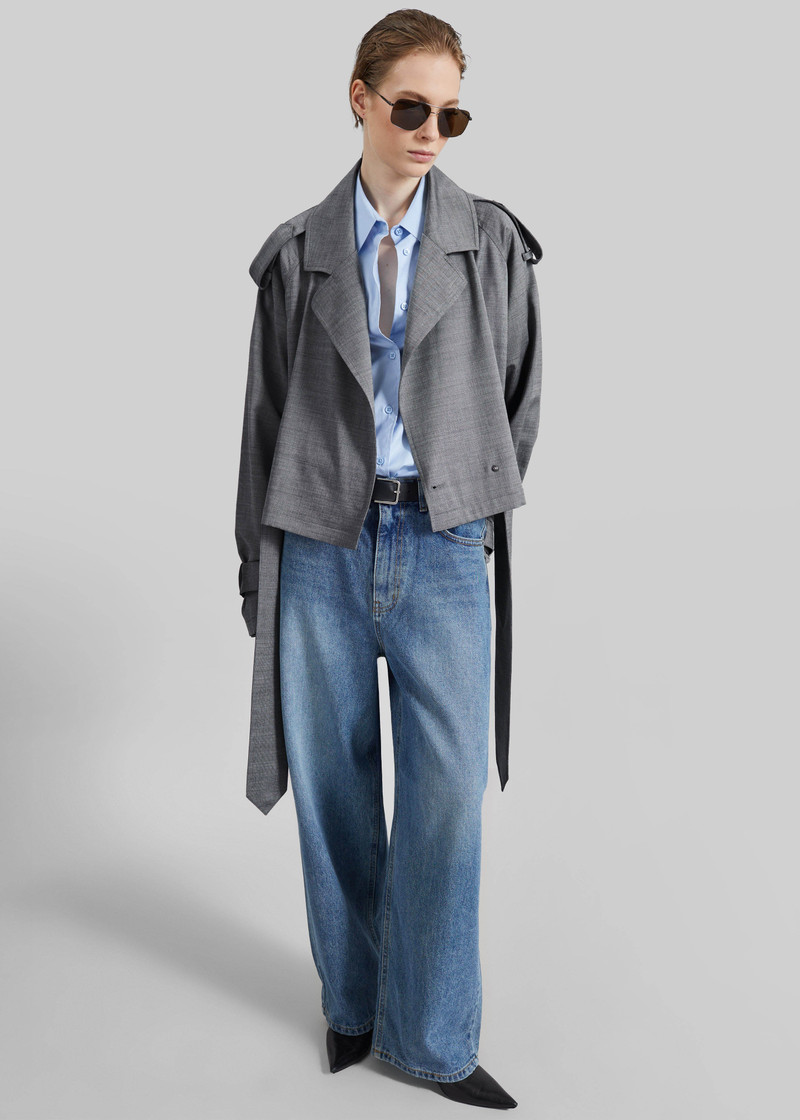 Simona Short Trench - Grey Melange 5