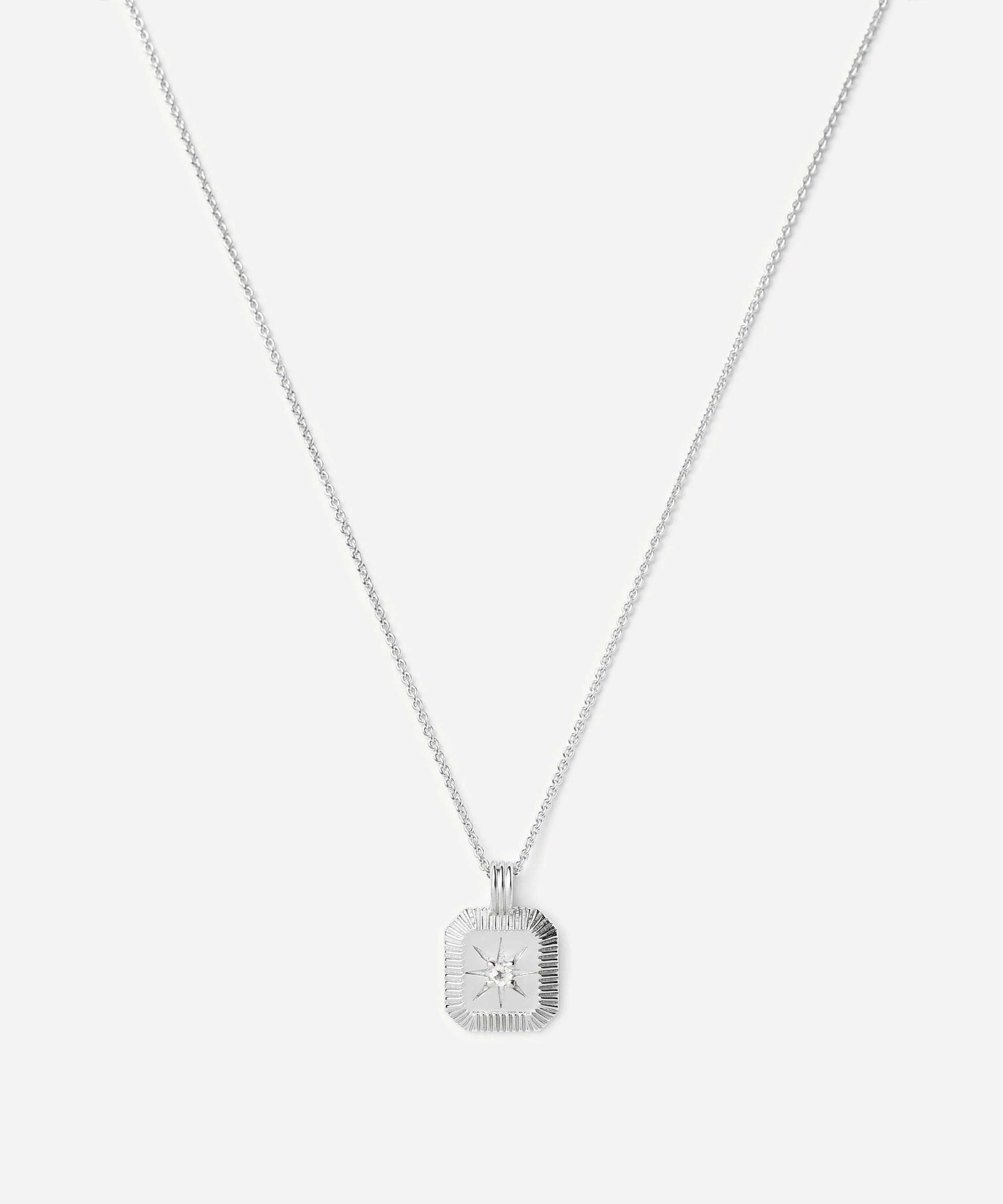 Sterling Silver April Birthstone Pendant Necklace - 1