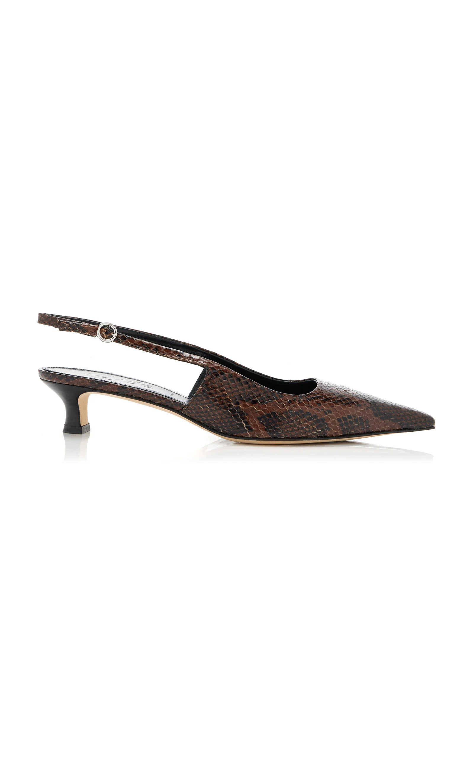 Catrina Snake-Effect Leather Slingback Pumps brown - 1