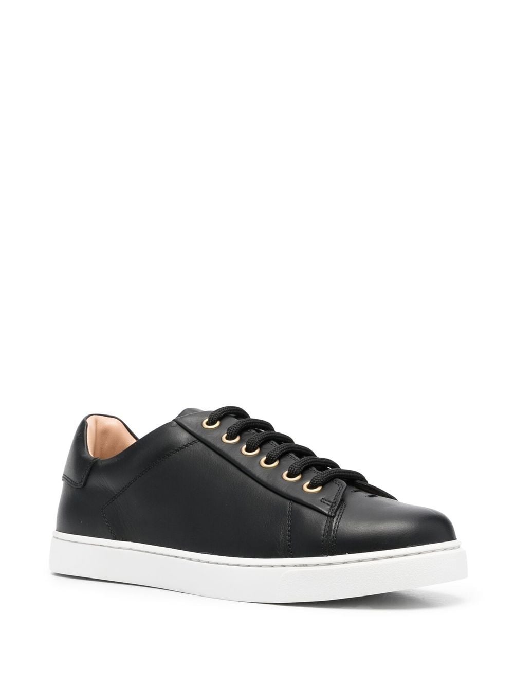 leather lace-up trainers - 2