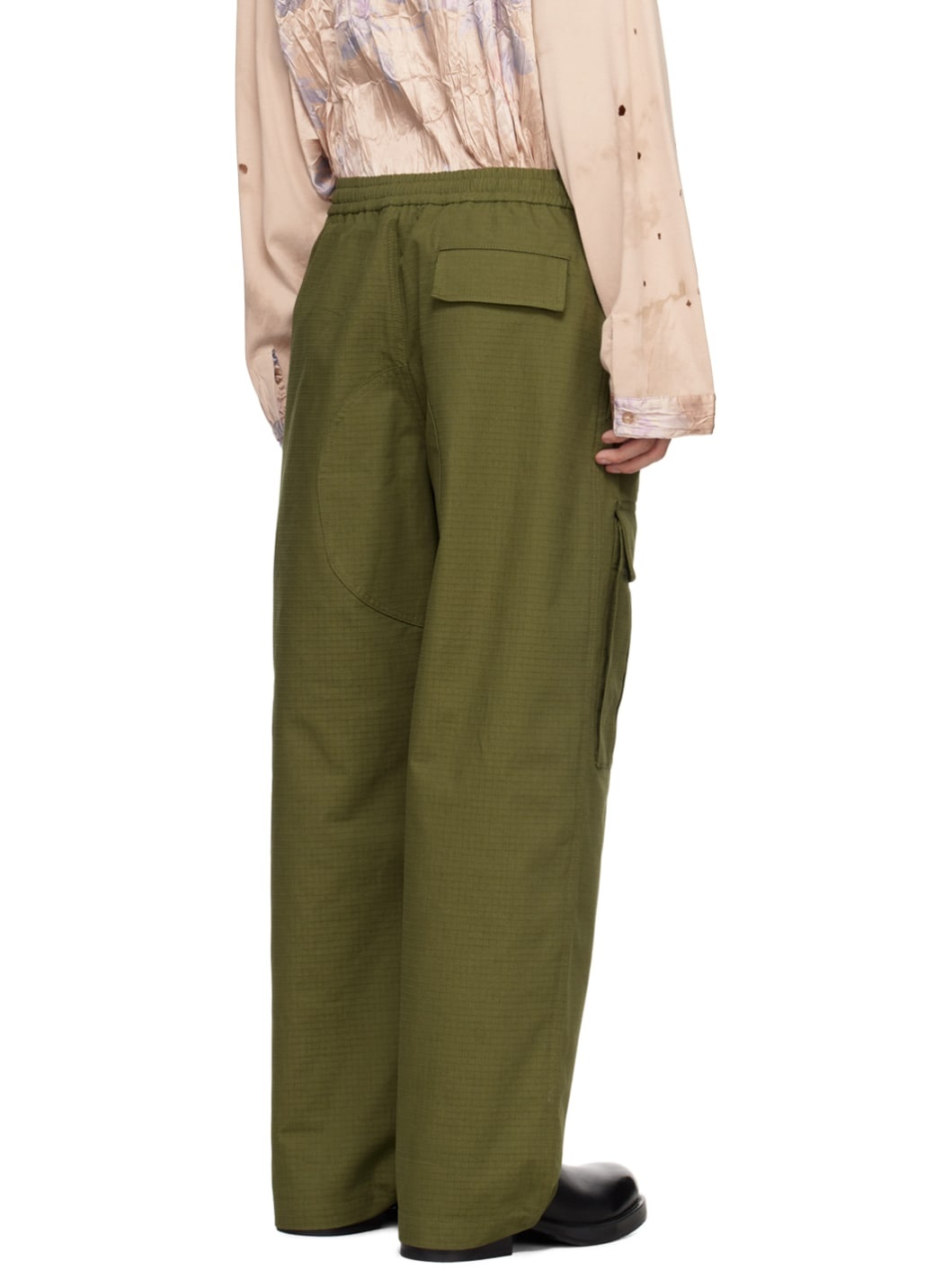 Khaki Embroidered Cargo Pants - 3