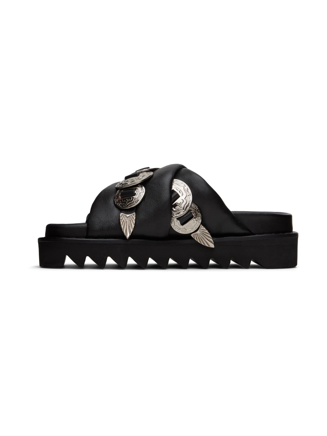SSENSE Exclusive Black Cross Strap Flat Sandals - 3
