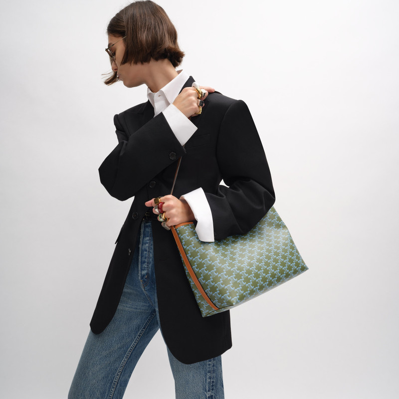 CELINE SOFT SHOPPER BAG IN TRIOMPHE CANVAS AND CALFSKIN outlook