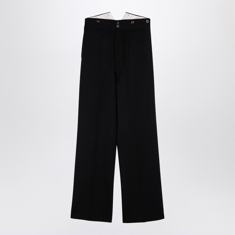 BARATHEA BLACK WOOL TROUSERS - 1