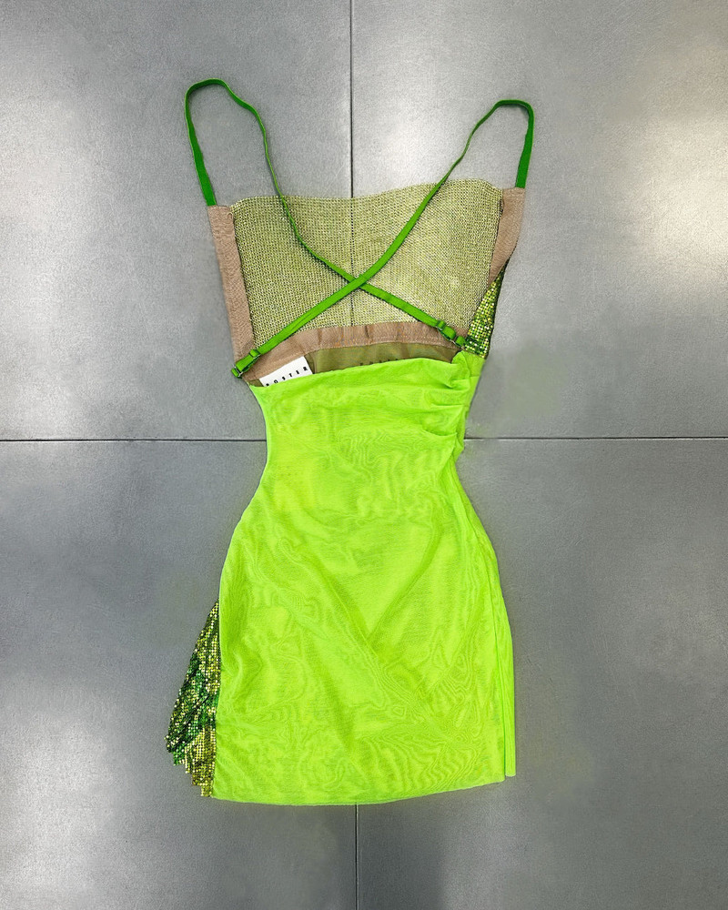 POSTER GIRL GREEN CHAINMAIL MINI DRESS outlook