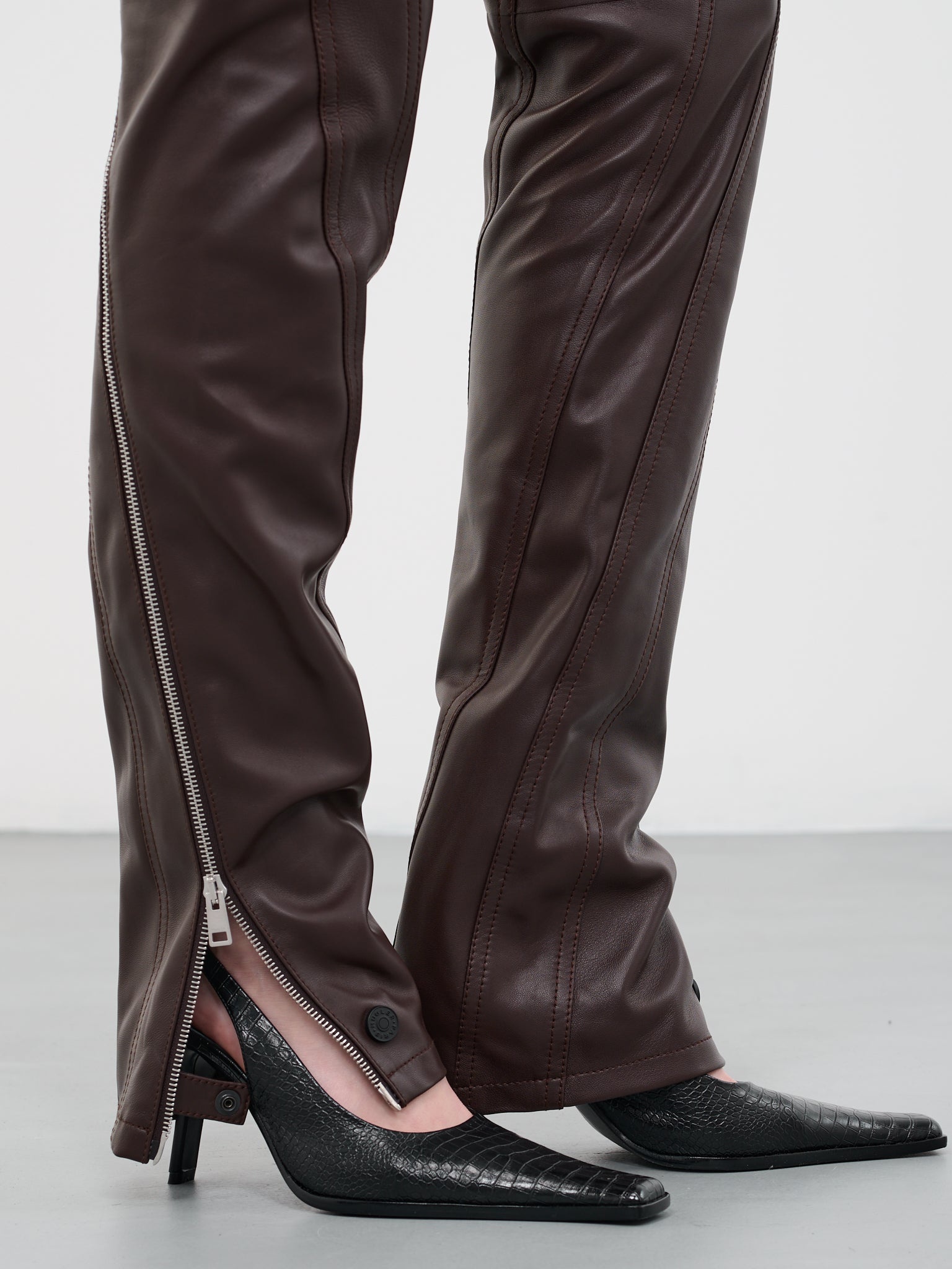 Zip Leather Pants - 6