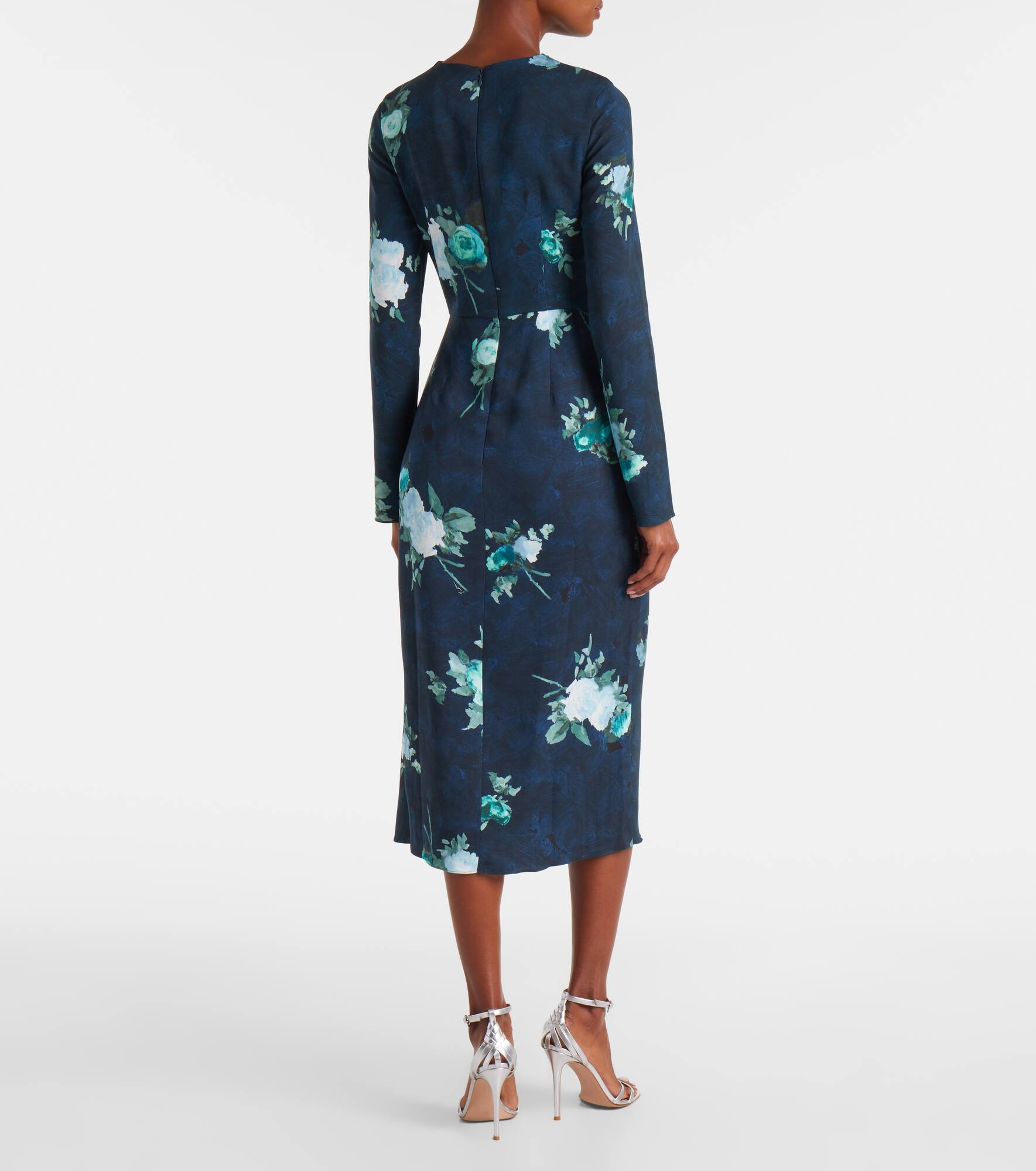 Floral draped cady midi dress - 3