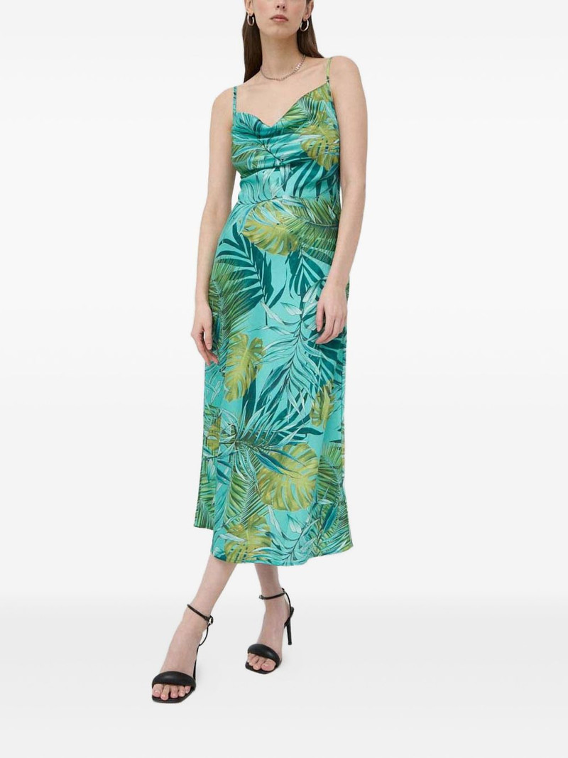 cowl-neck leaf-print dress 1