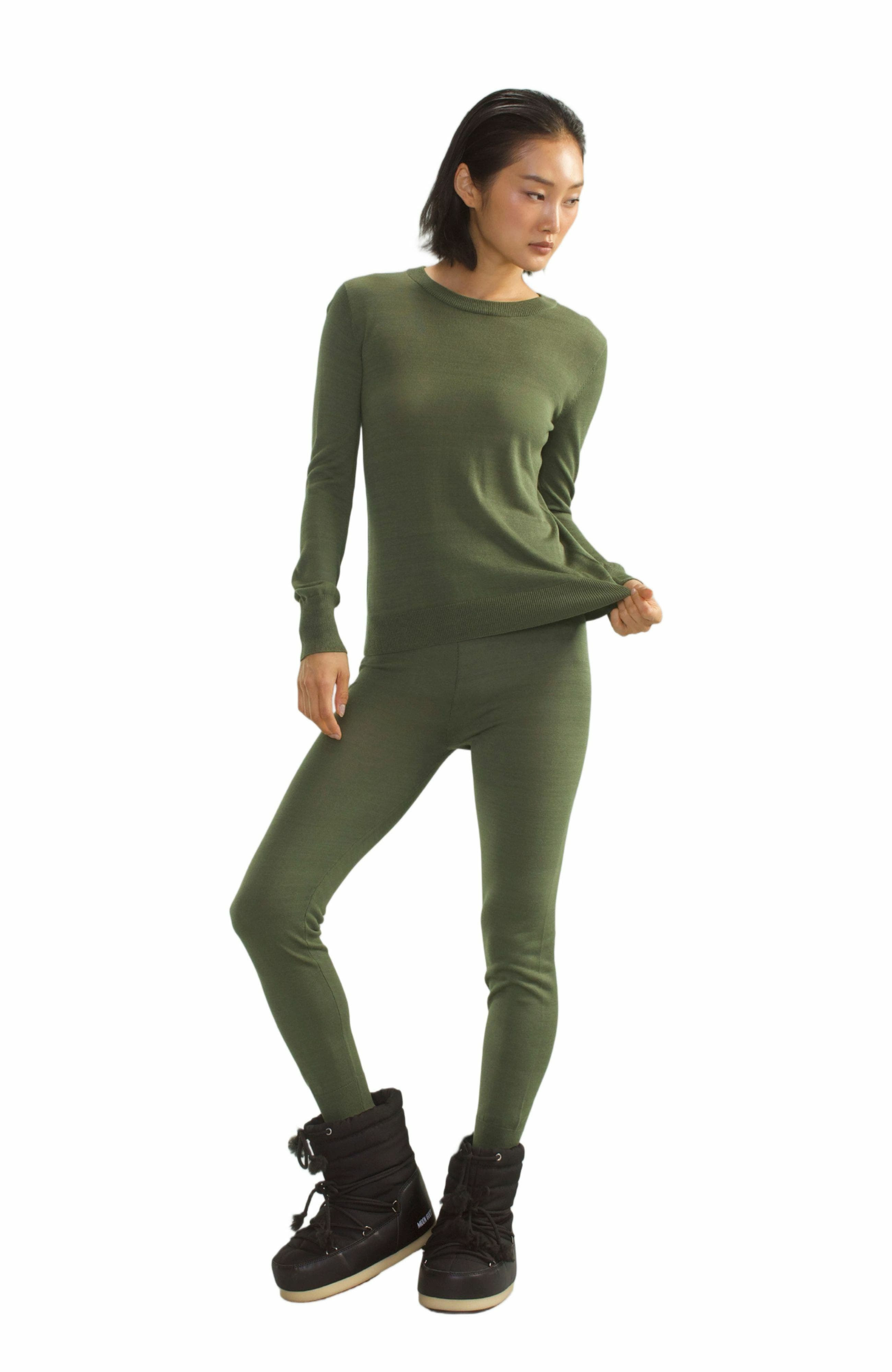 Cynthia Rowley Crewneck Knit Top in Dark Green at Nordstrom - 4