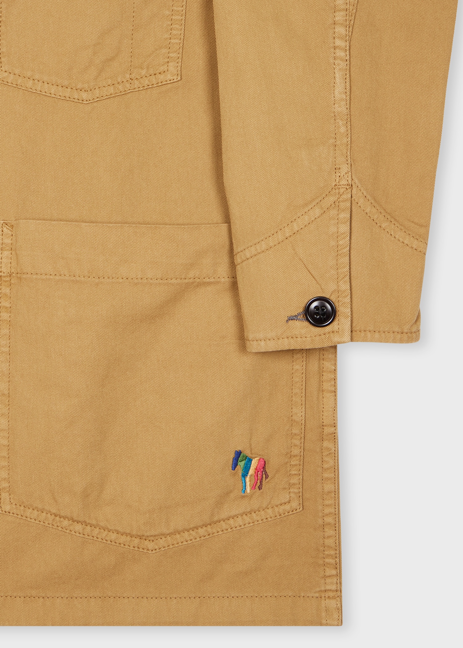 Tan Garment-Dye 'Broad Stripe Zebra' Cotton Work Jacket - 3