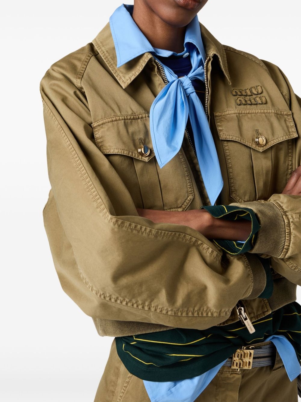 garment-dyed cotton bomber jacket - 5