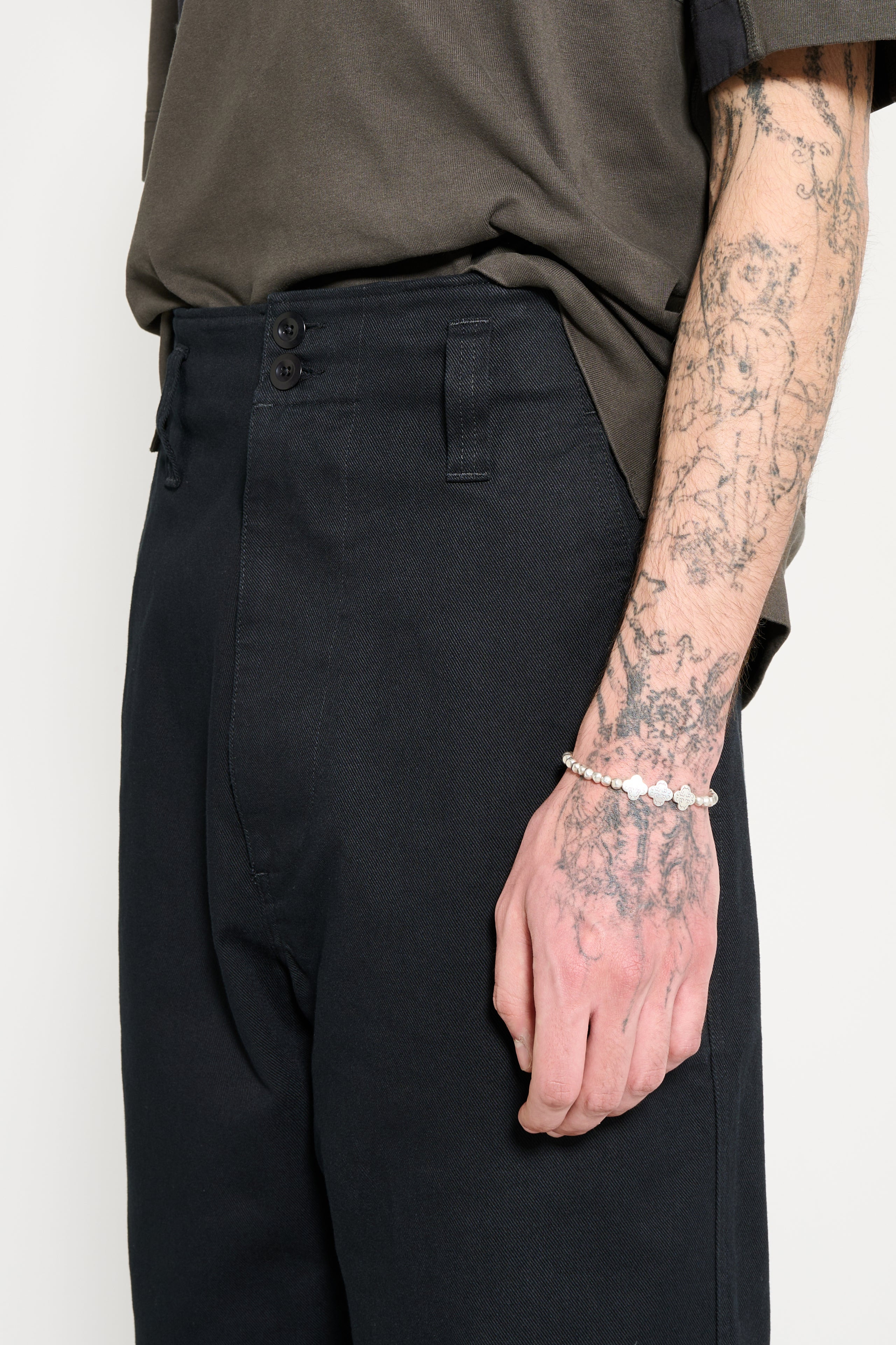 MARGARET HOWELL MHL DROPPED LOOP TROUSER SOFT COTTON DRILL DARK INK - 3