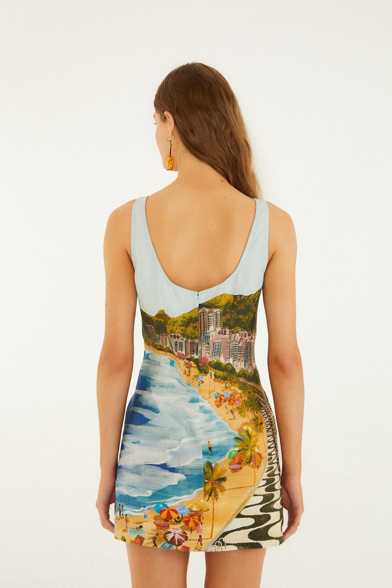 Multicolor Copacabana Beach Euroflax Premium Linen Mini Dress 3