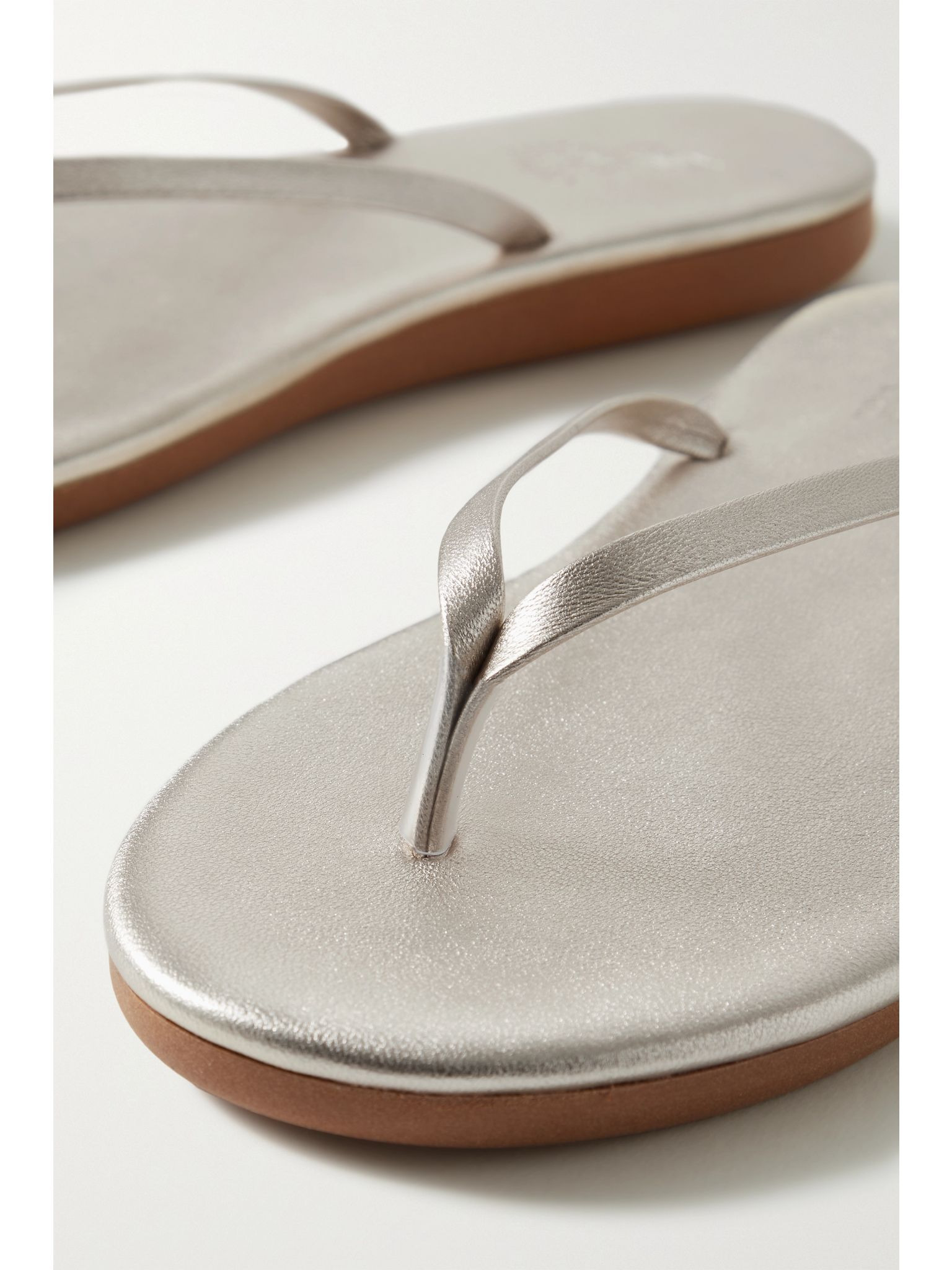 Saionara metallic leather flip flops Gold - 5