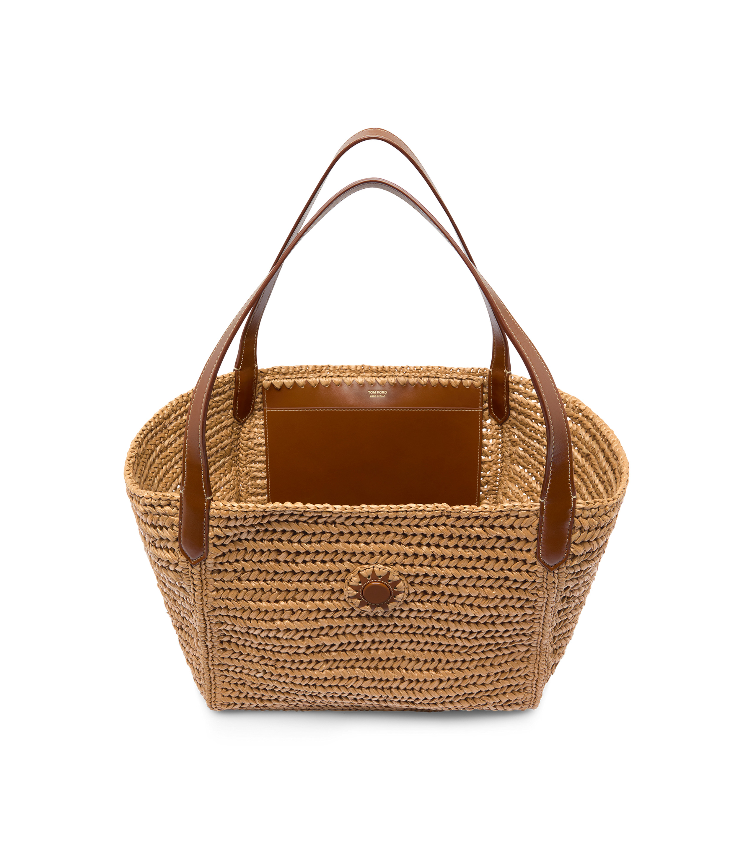 RAFFIA AND LEATHER TARA MEDIUM TOTE - 4