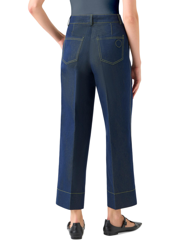 Women's Chiara Changeant Denim Wide-Leg Pants - Medium Blue Denim Lemon 4