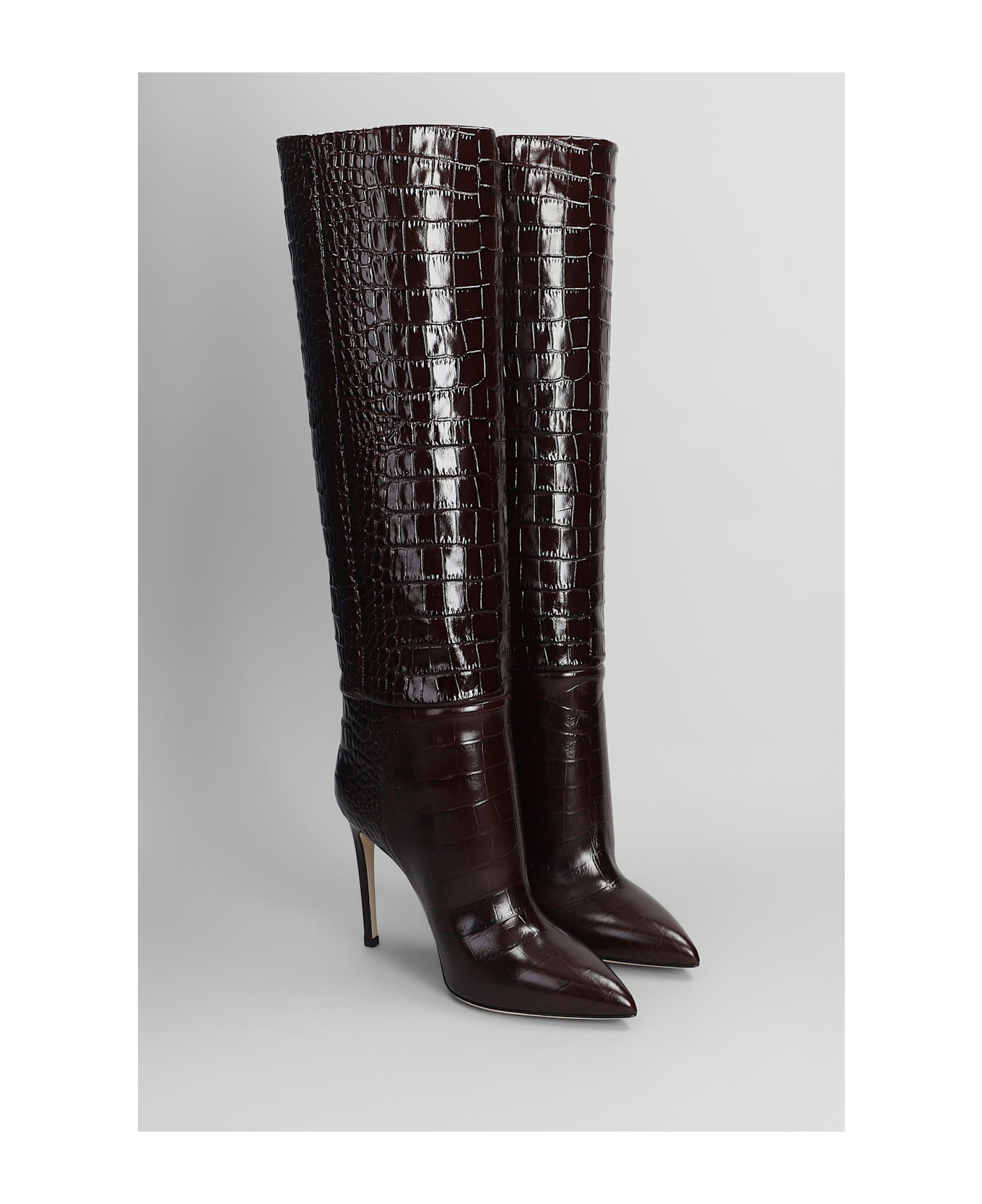 Stiletto Boot High Heels Boots In Bordeaux Leather - 2