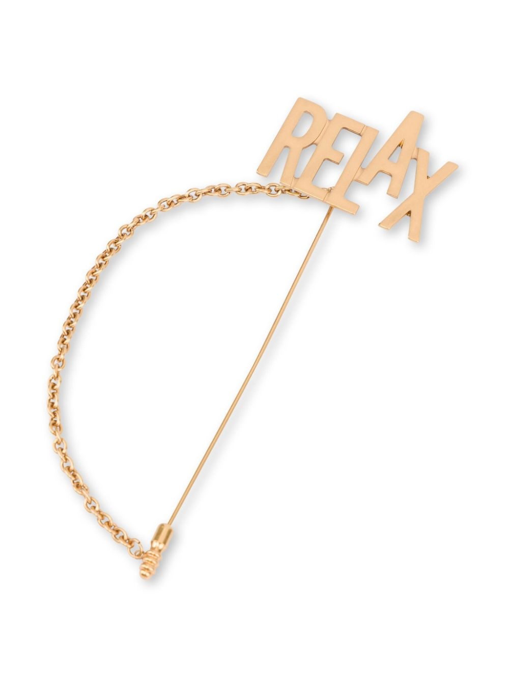 Relax-lettering chain-detail brooch - 3