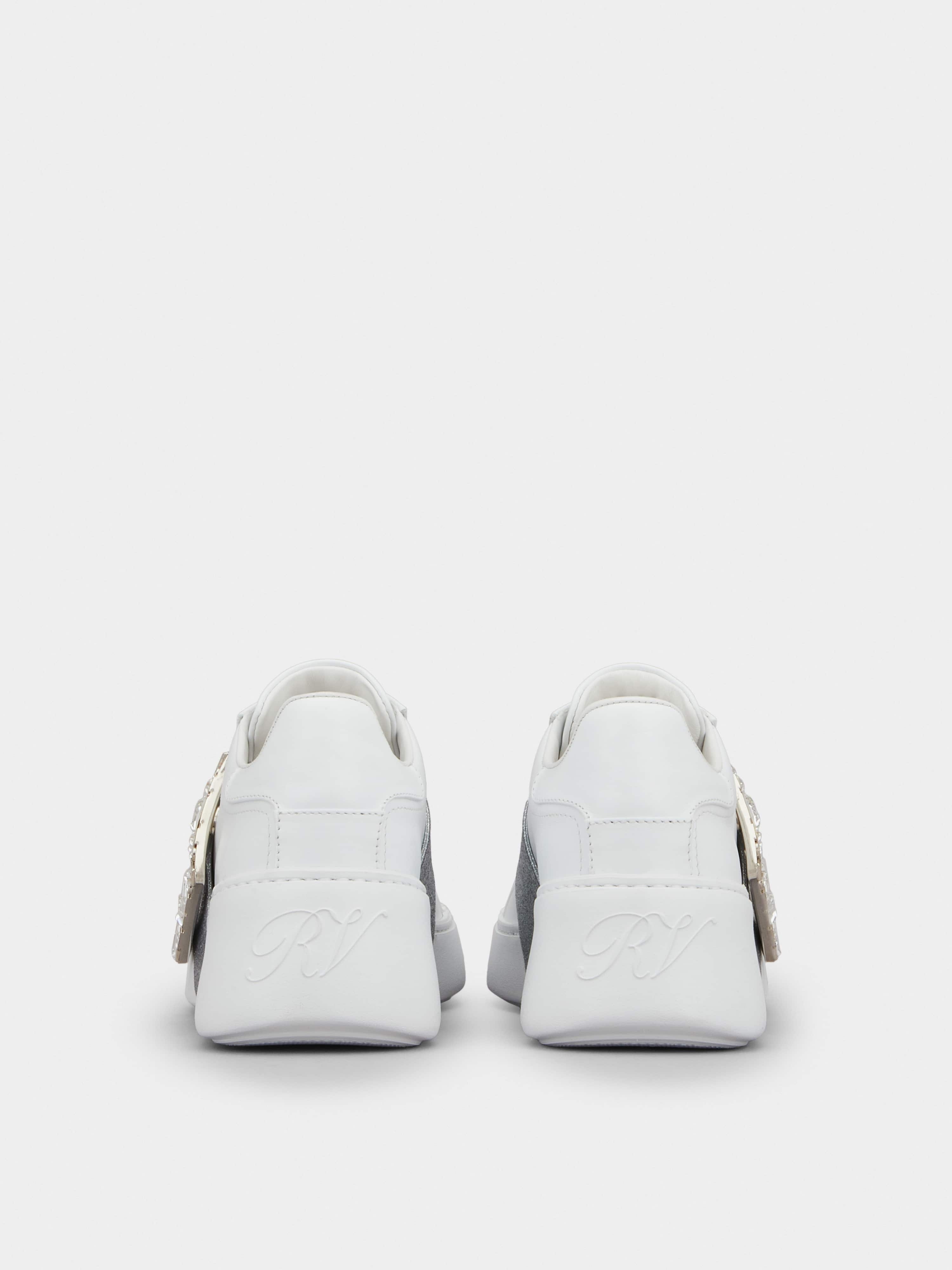 Viv' Skate Glitter Strass Buckle Sneakers in Soft Leather - 5
