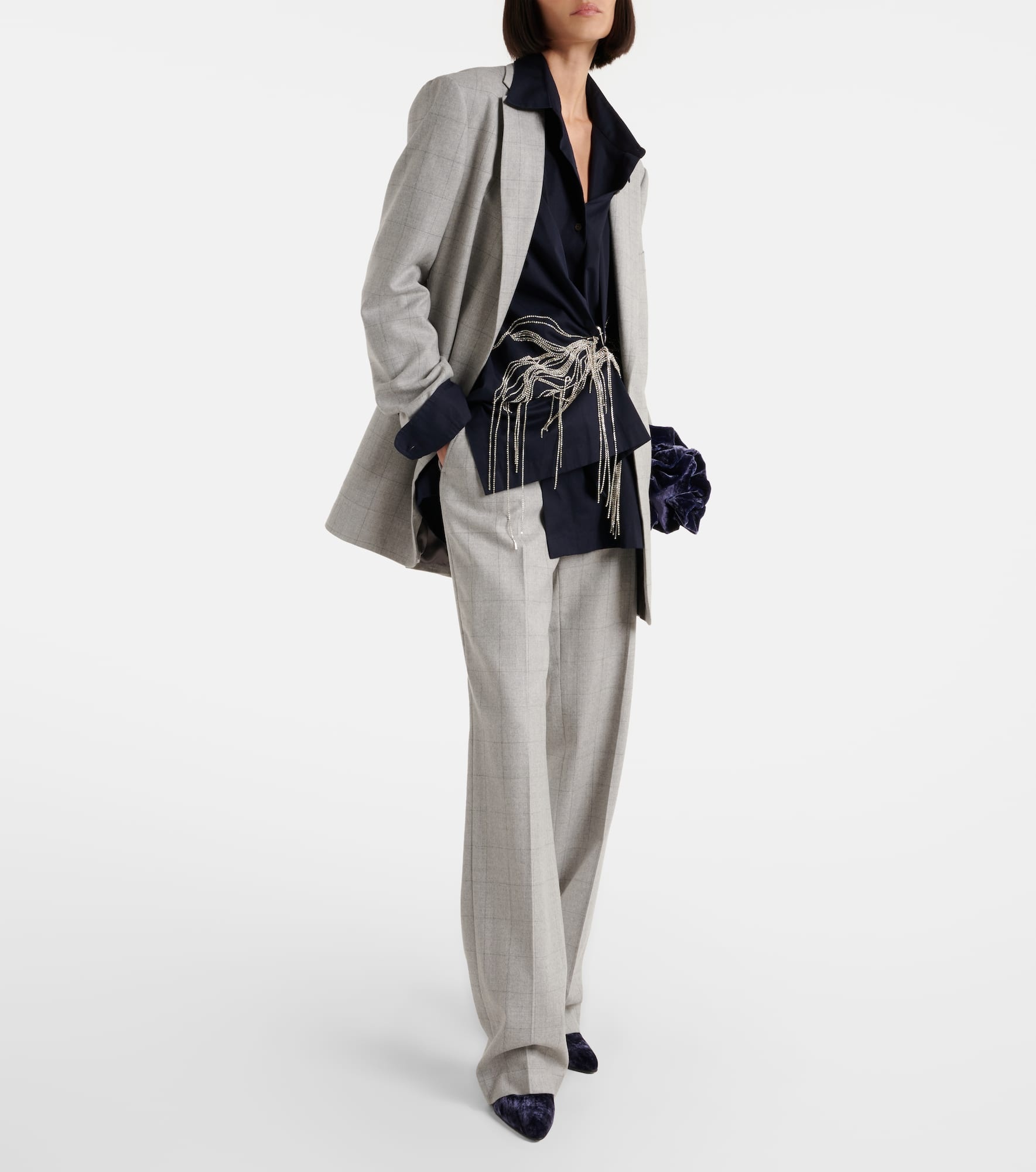 Checked wool straight pants - 2