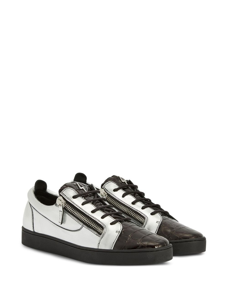 Giuseppe Zanotti Frankie metallic crocodile-effect sneakers outlook