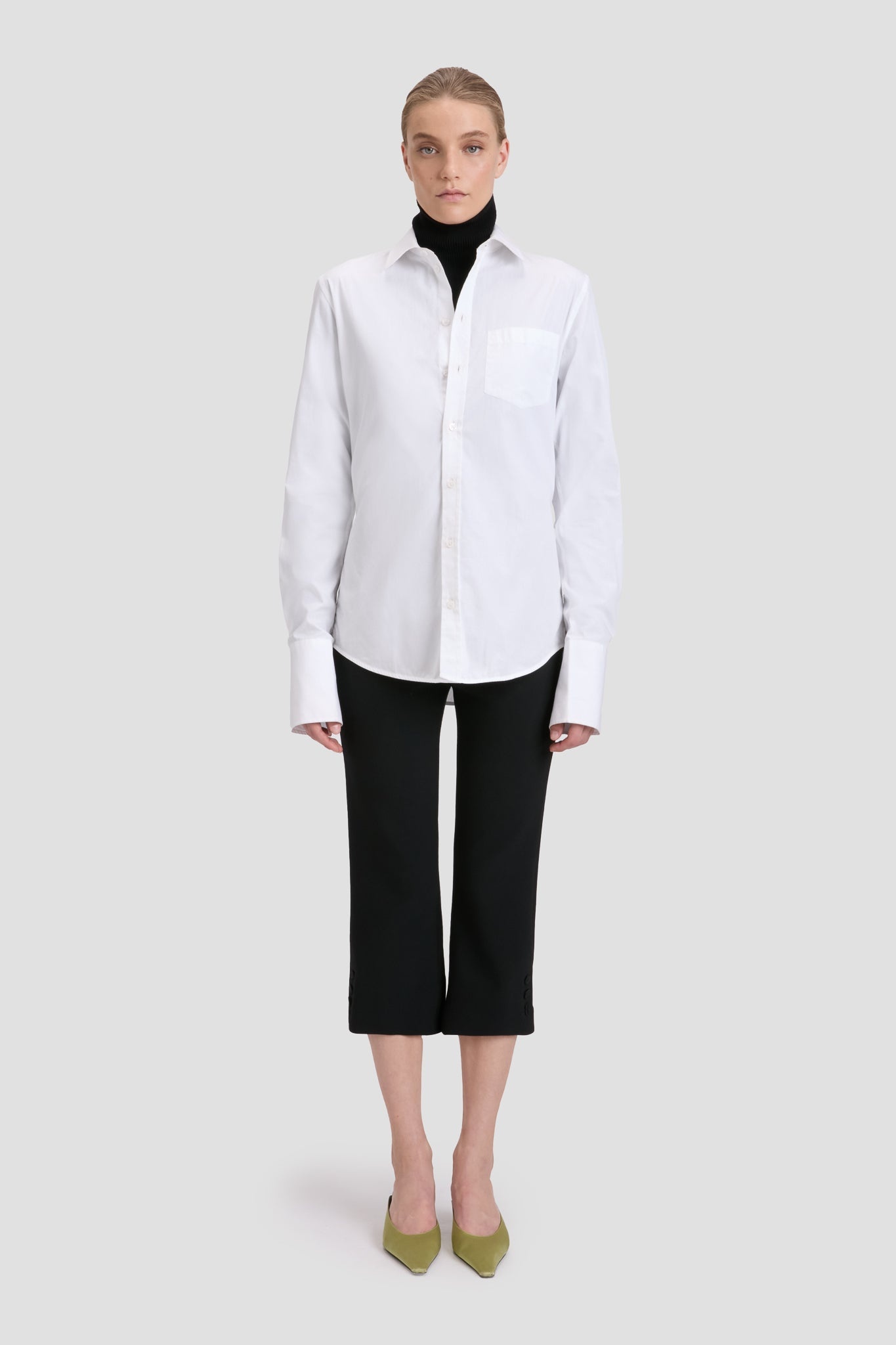 Tab Detail Cropped Trouser In Black - 2