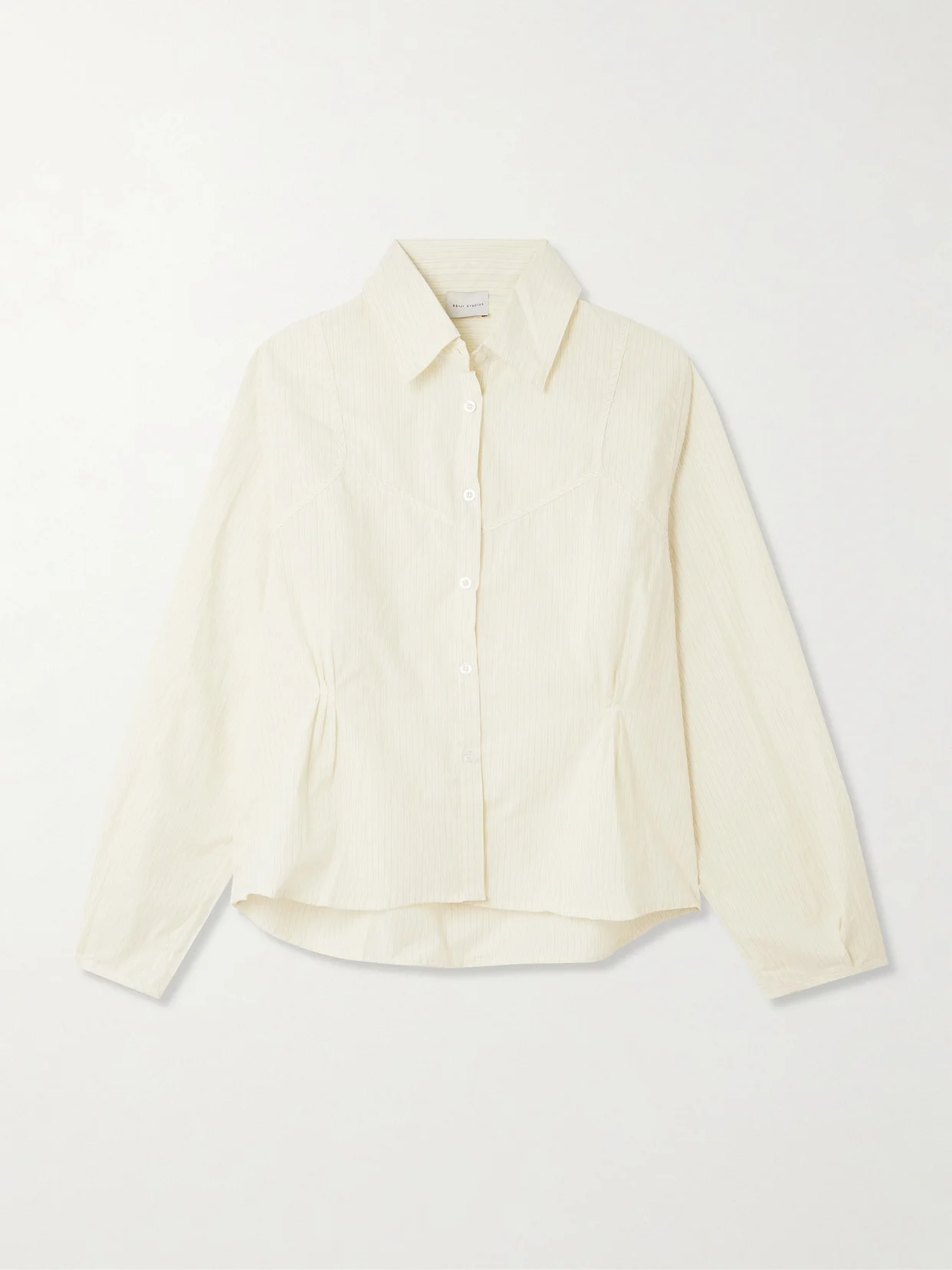 Cami Paneled Pintucked Striped Organic Cotton-poplin Shirt - 1