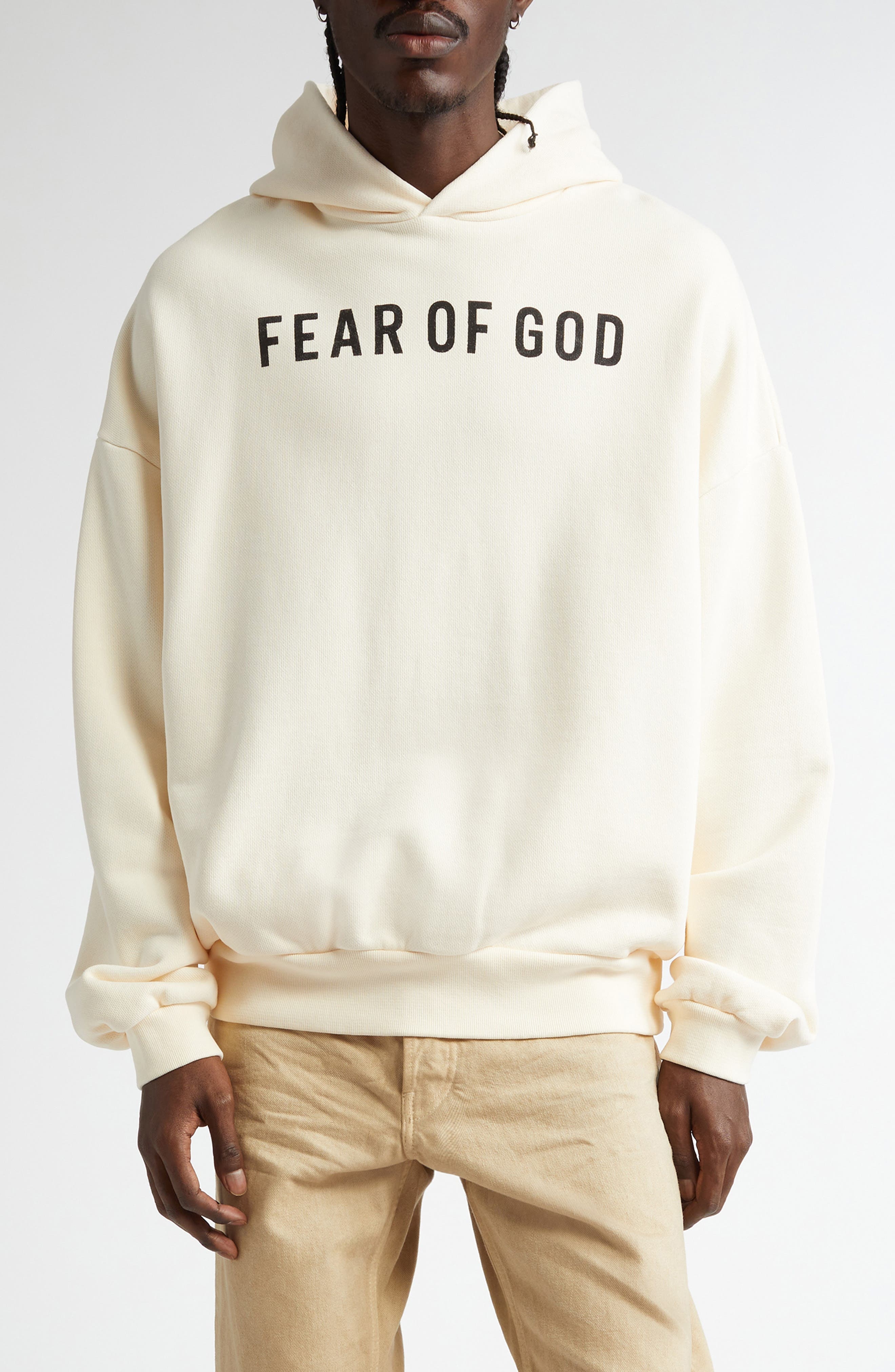 Fear of God Cotton French Terry Logo Hoodie in White at Nordstrom - 1