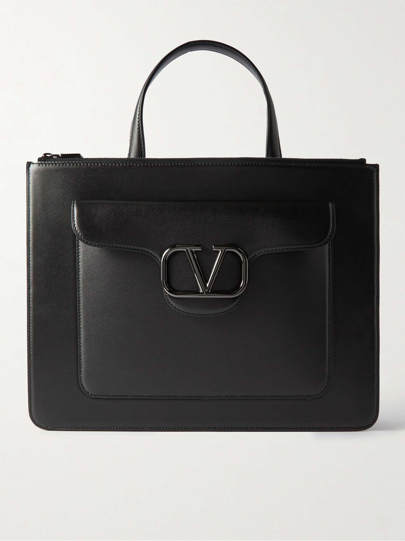 Valentino Garavani Logo-Embellished Leather Briefcase 1