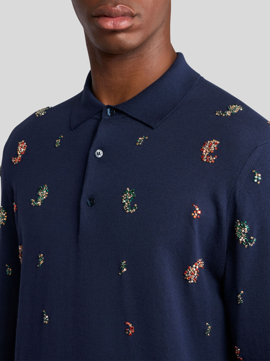 POLO SHIRT WITH CRYSTAL-DETAILED MINI PAISLEY - 3