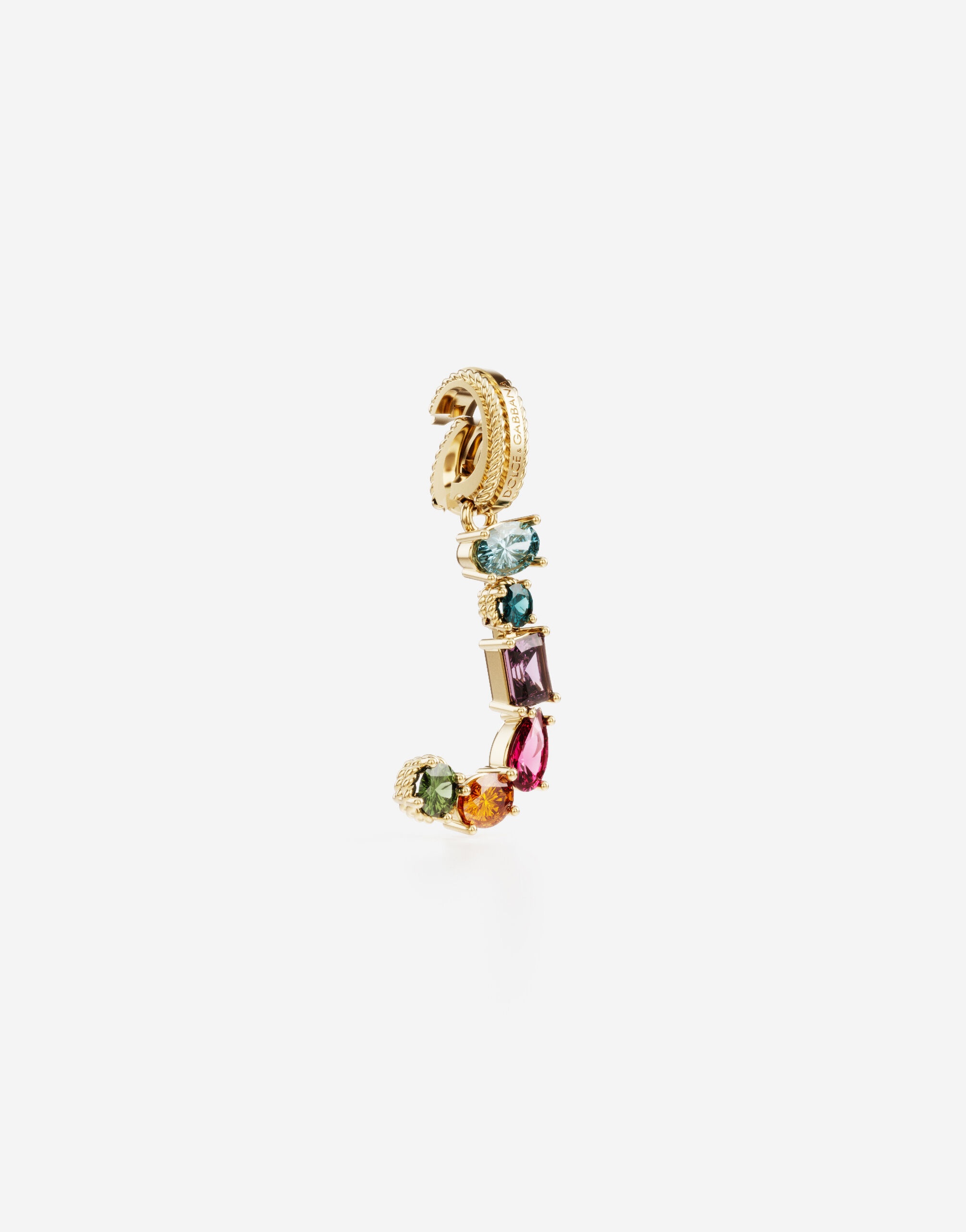 Charm J Lettering 18-carat yellow gold and multicolored gems - 2