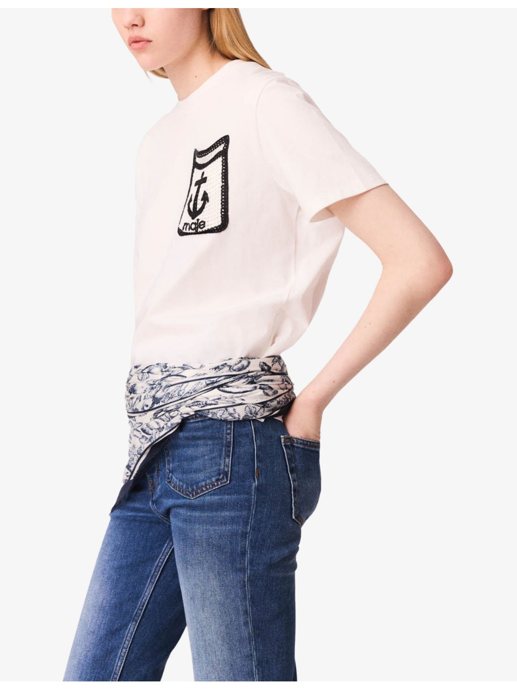 Crochet-Pocket Short-Sleeve Cotton T-Shirt - 5
