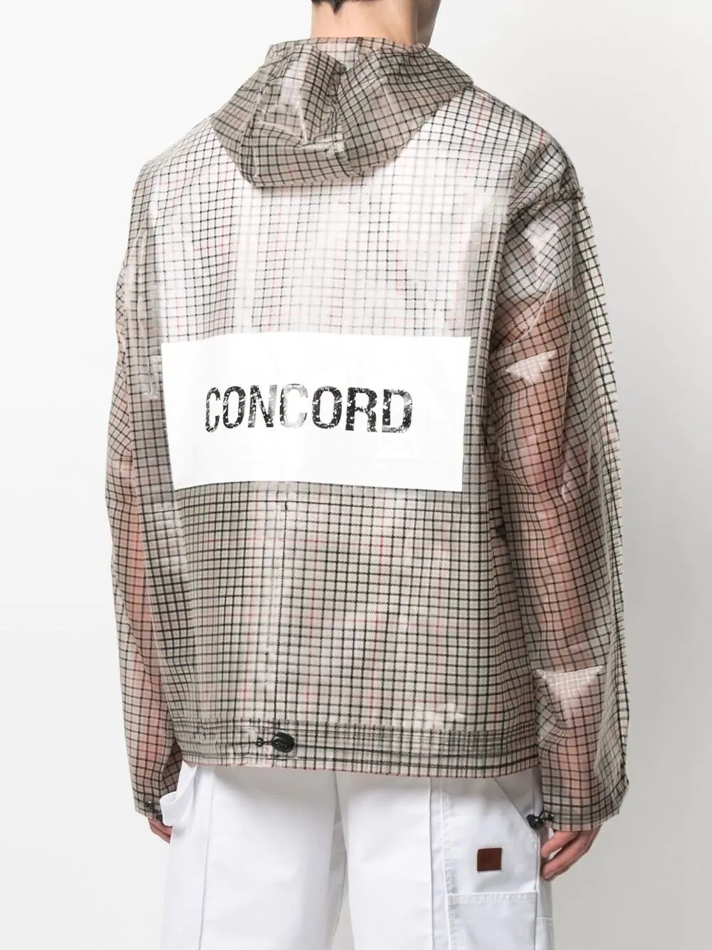 checked transparent parka - 4