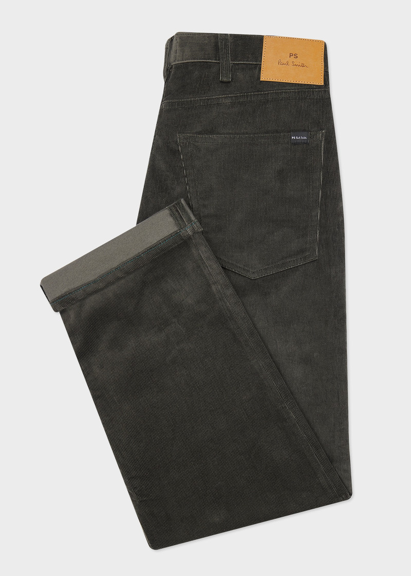 Paul Smith Khaki Relaxed-Fit Organic Corduroy Trousers outlook
