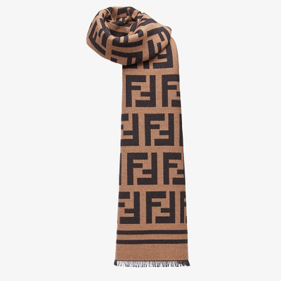 FENDI Beige wool and silk scarf outlook