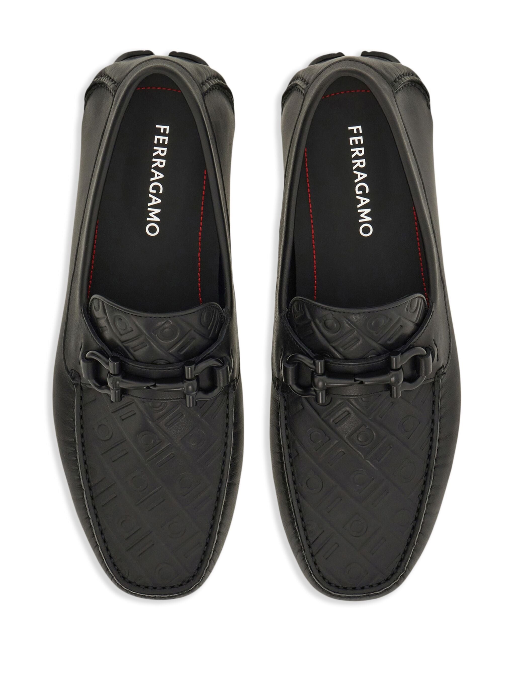 Gancini-plaque Leather Loafers - 3