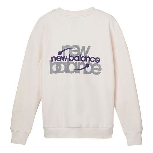 (WMNS) New Balance Classic Logo Print Sweatshirt 'White Purple' AWT04308-PLW - 2