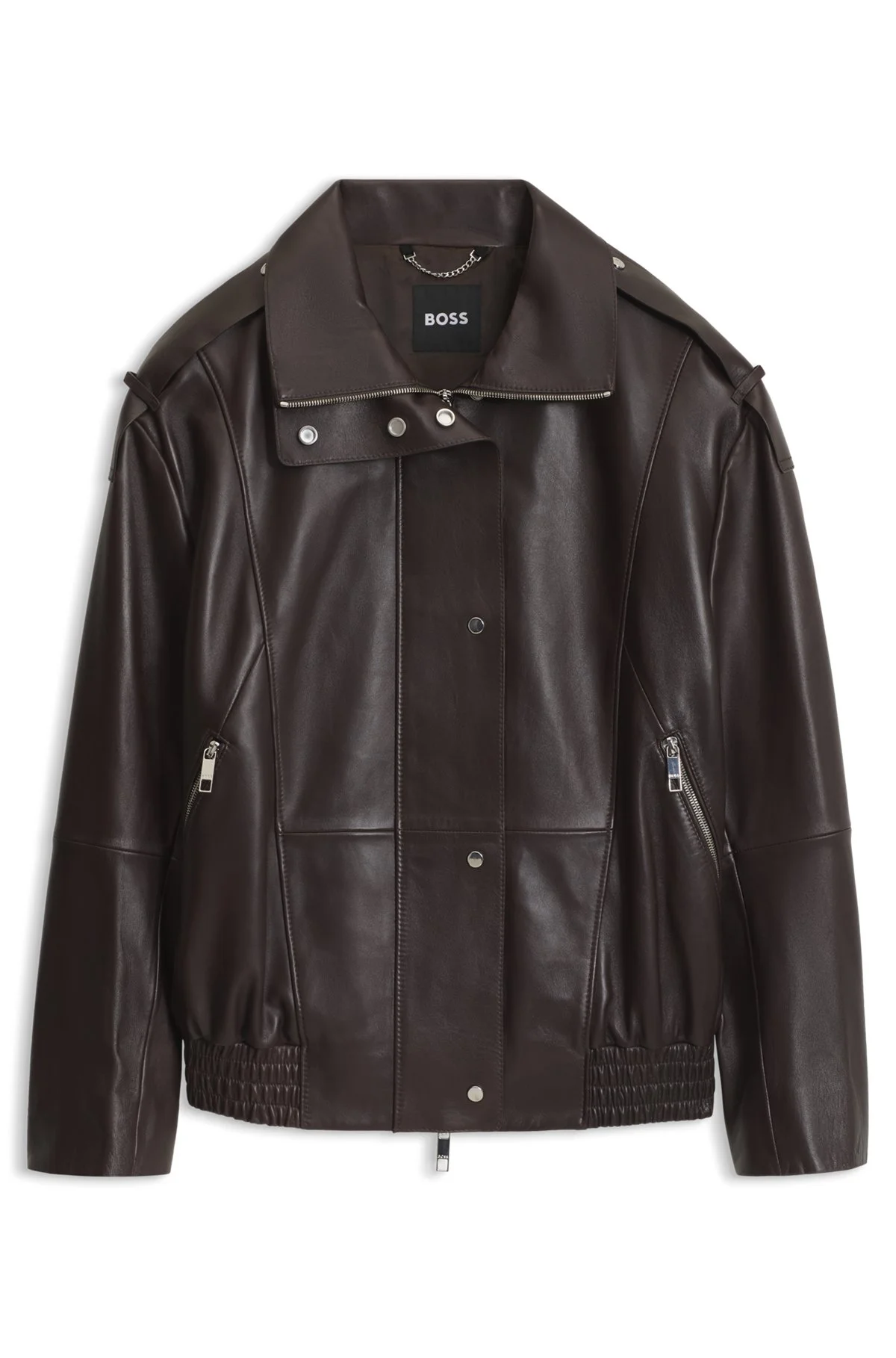AVIATOR-STYLE SHORT TRENCH COAT IN NAPPA LEATHER - 1