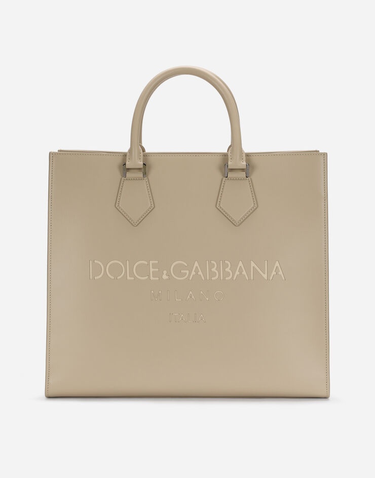 Calfskin nappa shopper with logo - 1