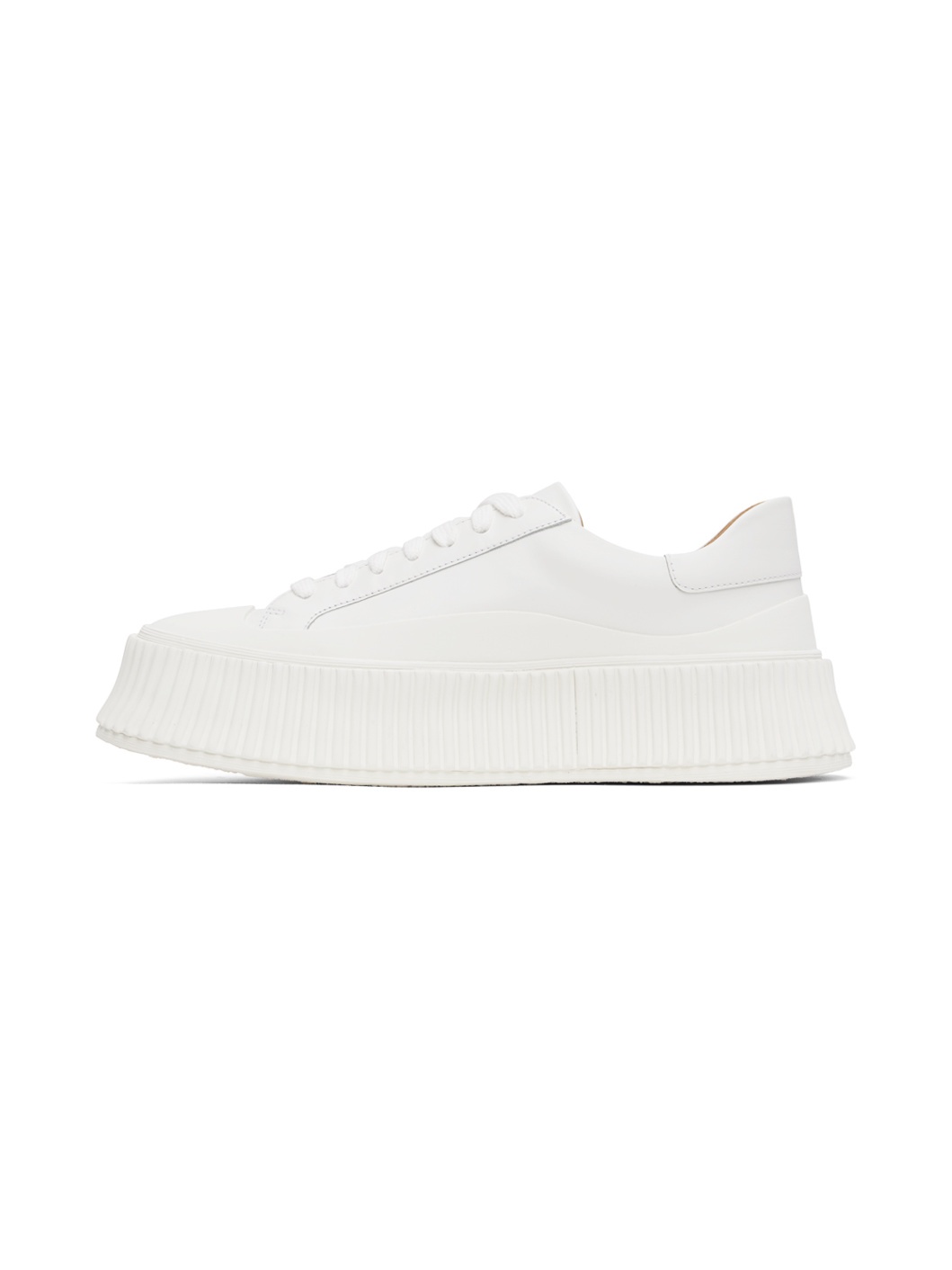 White Low-Top Platform Sneakers - 3