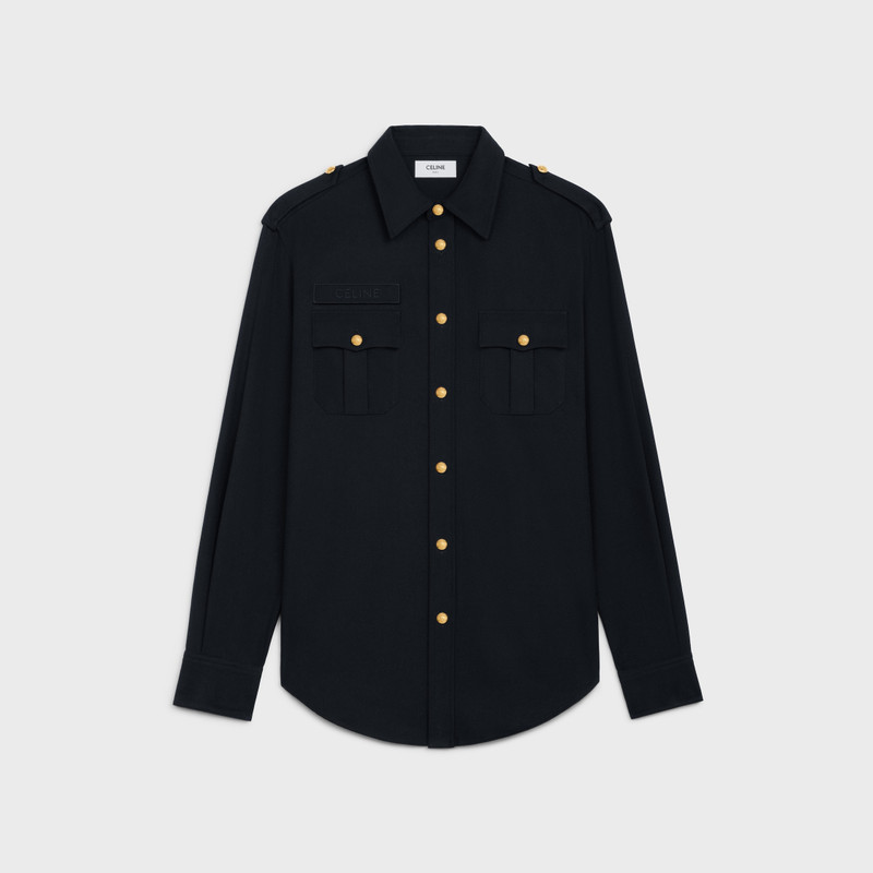 military shirt in cotton wool twill 1