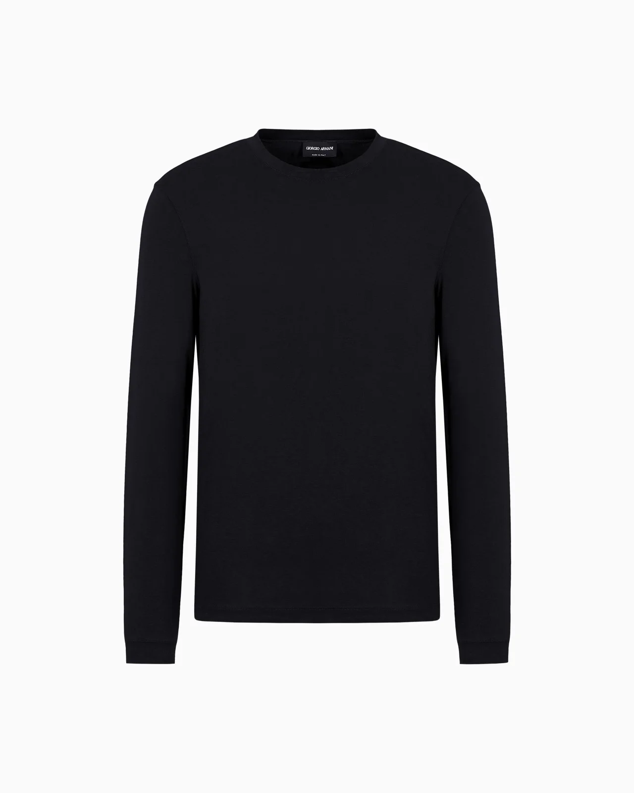 Stretch viscose jersey jumper with crew neck and long sleeves - 1