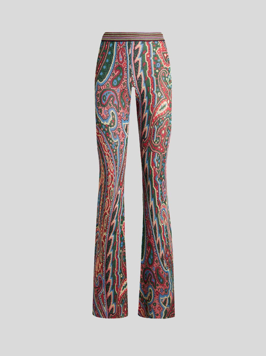 FLARED PAISLEY JACQUARD TROUSERS - 1