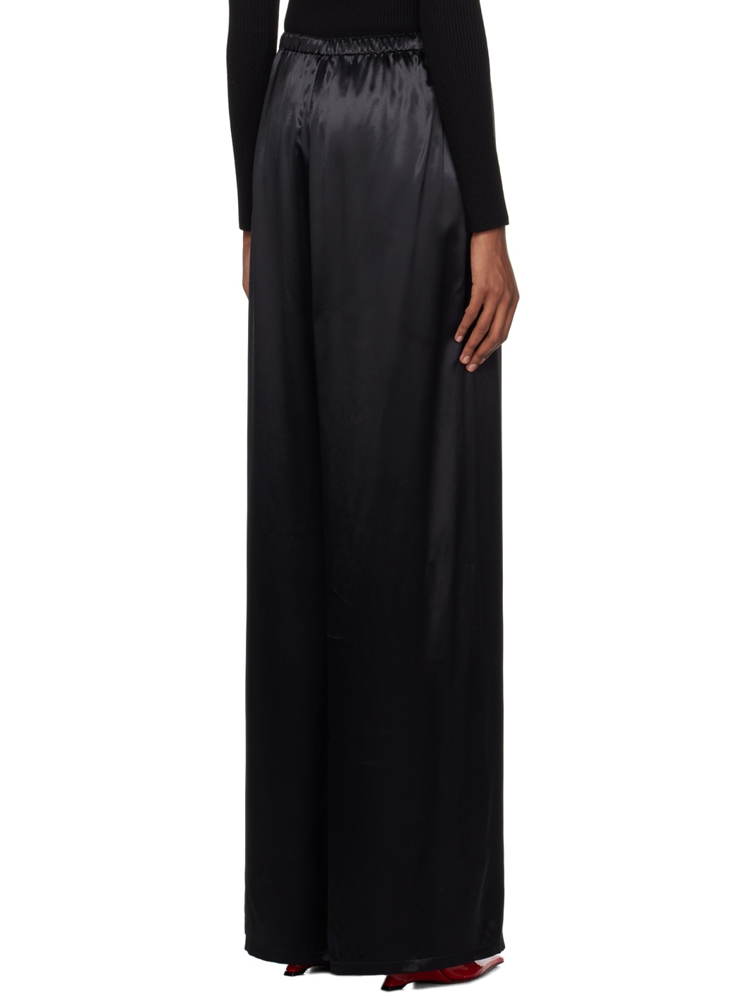 Black Fluid Trousers - 3