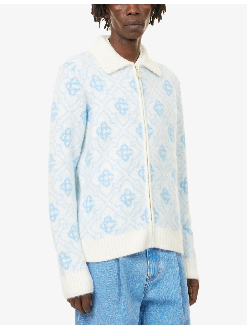 Monogram Polo-Collar Knit Cardigan - 3