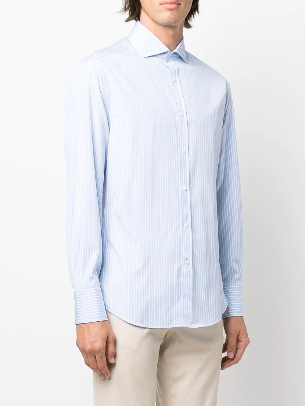 stripe-print cutaway-collar shirt - 3