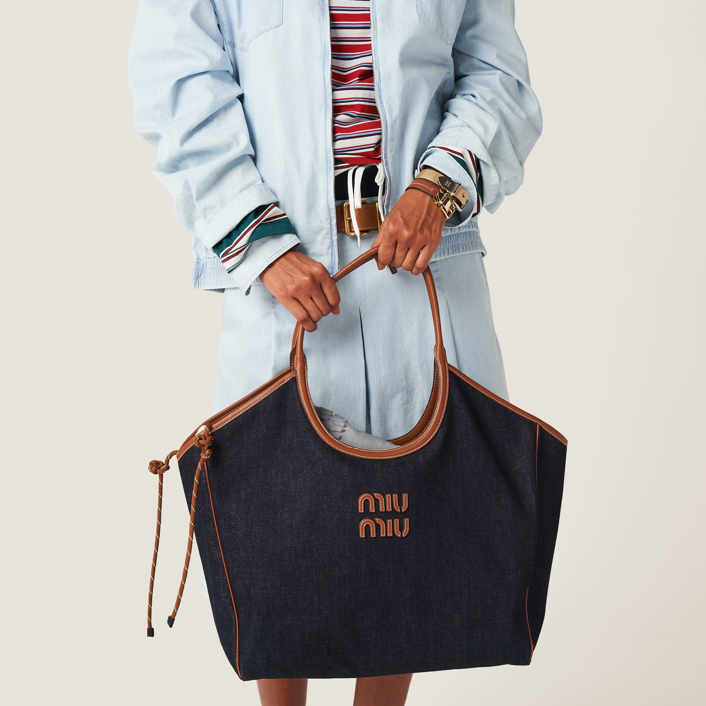 MiuMiu＊IVY denim bag ファブリック トートバッグ＊送料込 MiuMiu＊IVY denim bag ファブリック トートバッグ＊送料込