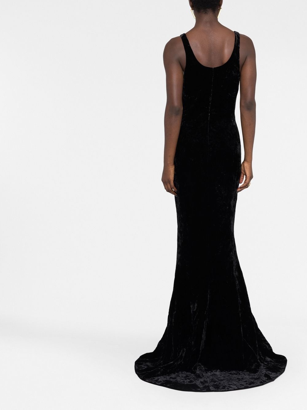 velvet sleeveless evening dress - 6