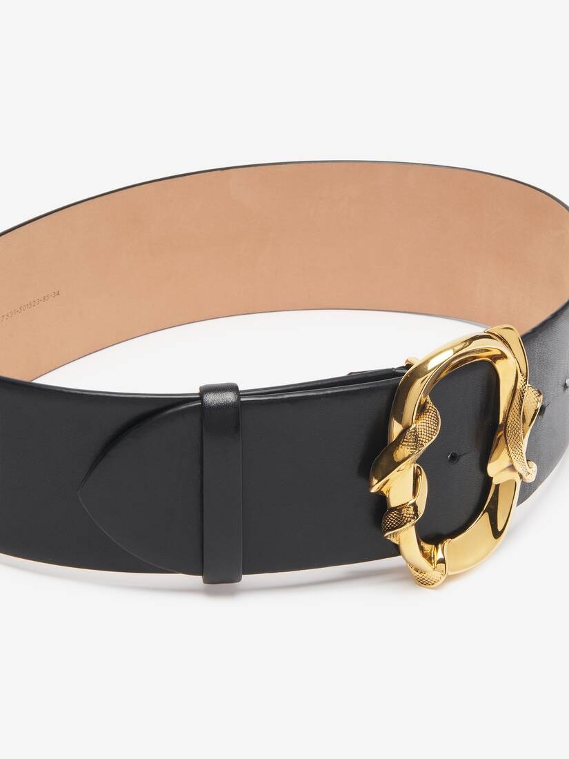 Women's Snake Waist Belt in Black - 2